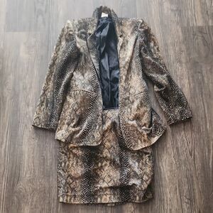 Harve Benard Snake Print Blazer and Skirt Set